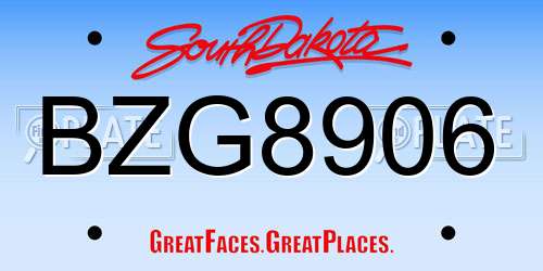 BZG8906 South Dakota License Plate