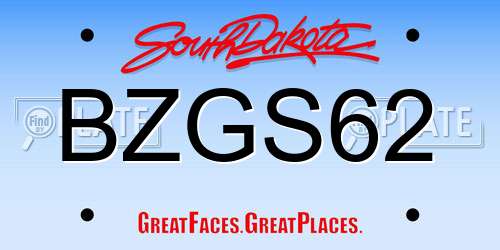BZGS62 South Dakota License Plate