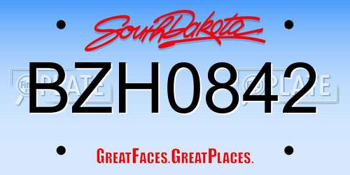 BZH0842 South Dakota License Plate