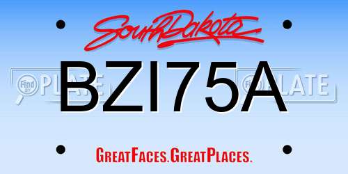 BZI75A South Dakota License Plate