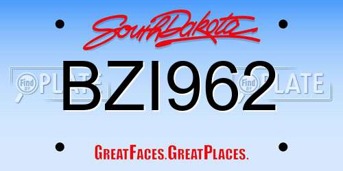 BZI962 South Dakota License Plate