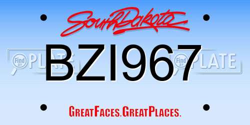 BZI967 South Dakota License Plate