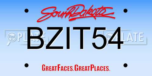 BZIT54 South Dakota License Plate
