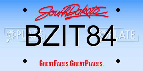 BZIT84 South Dakota License Plate