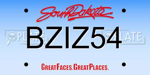BZIZ54 South Dakota License Plate