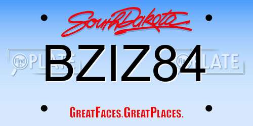 BZIZ84 South Dakota License Plate