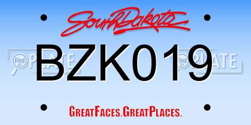 BZK019 South Dakota License Plate