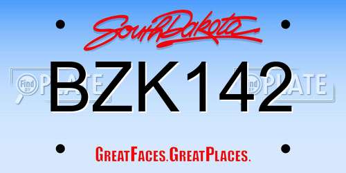 BZK142 South Dakota License Plate