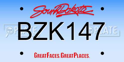 BZK147 South Dakota License Plate