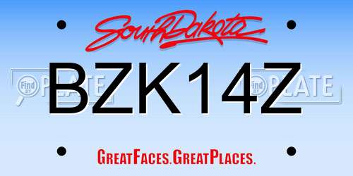 BZK14Z South Dakota License Plate