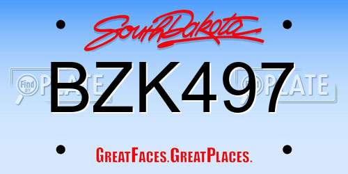 BZK497 South Dakota License Plate