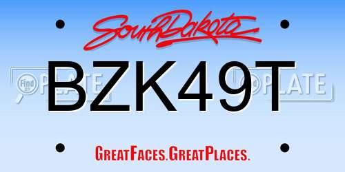 BZK49T South Dakota License Plate