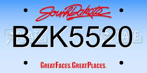 BZK5520 South Dakota License Plate