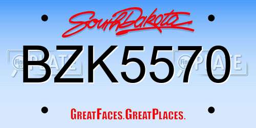 BZK5570 South Dakota License Plate