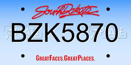 BZK5870 South Dakota License Plate