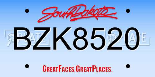 BZK8520 South Dakota License Plate
