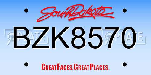 BZK8570 South Dakota License Plate