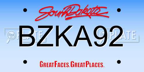 BZKA92 South Dakota License Plate