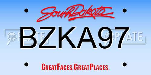 BZKA97 South Dakota License Plate