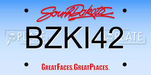 BZKI42 South Dakota License Plate