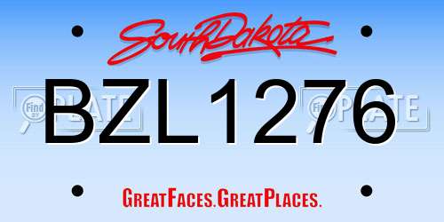 BZL1276 South Dakota License Plate