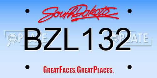 BZL132 South Dakota License Plate