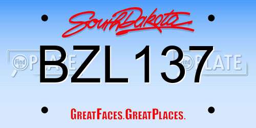 BZL137 South Dakota License Plate