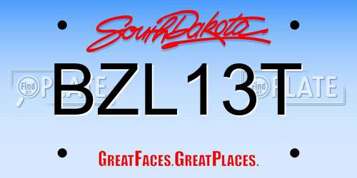 BZL13T South Dakota License Plate