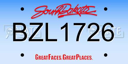 BZL1726 South Dakota License Plate