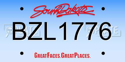 BZL1776 South Dakota License Plate
