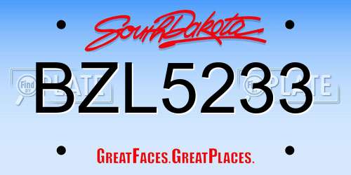BZL5233 South Dakota License Plate