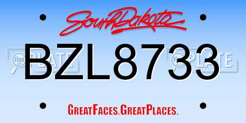 BZL8733 South Dakota License Plate