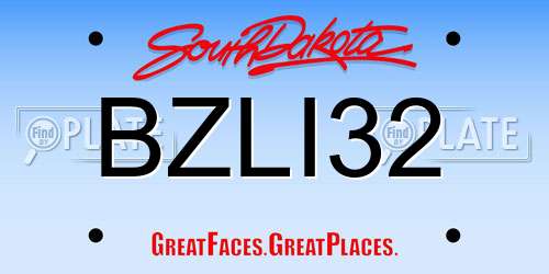 BZLI32 South Dakota License Plate
