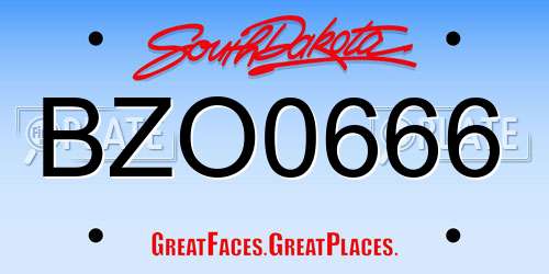 BZO0666 South Dakota License Plate