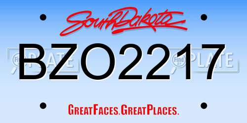 BZO2217 South Dakota License Plate