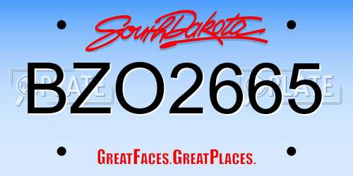 BZO2665 South Dakota License Plate