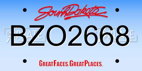 BZO2668 South Dakota License Plate