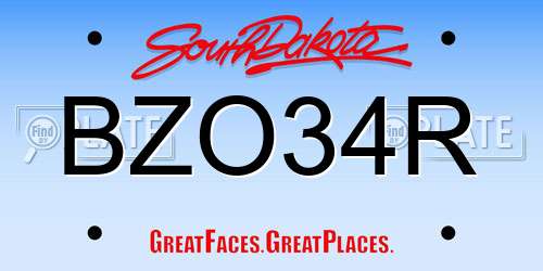 BZO34R South Dakota License Plate
