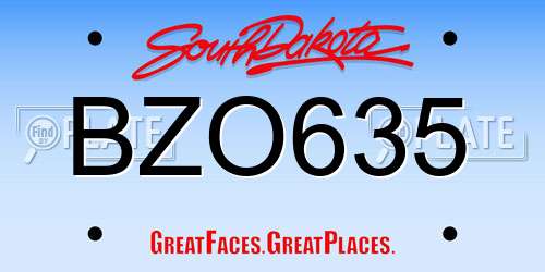 BZO635 South Dakota License Plate