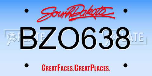 BZO638 South Dakota License Plate