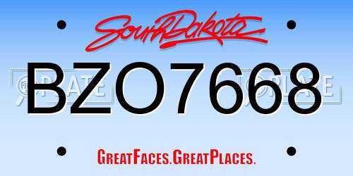 BZO7668 South Dakota License Plate