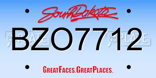 BZO7712 South Dakota License Plate