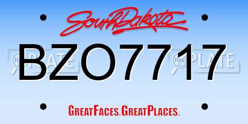 BZO7717 South Dakota License Plate