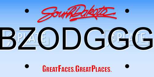 BZODGGG South Dakota License Plate