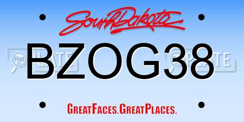 BZOG38 South Dakota License Plate