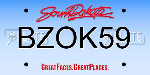 BZOK59 South Dakota License Plate