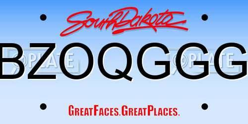 BZOQGGG South Dakota License Plate