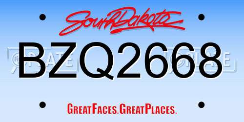 BZQ2668 South Dakota License Plate