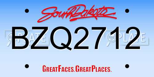 BZQ2712 South Dakota License Plate