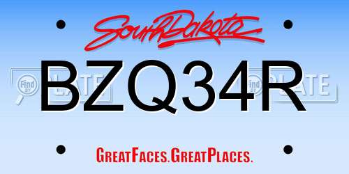 BZQ34R South Dakota License Plate